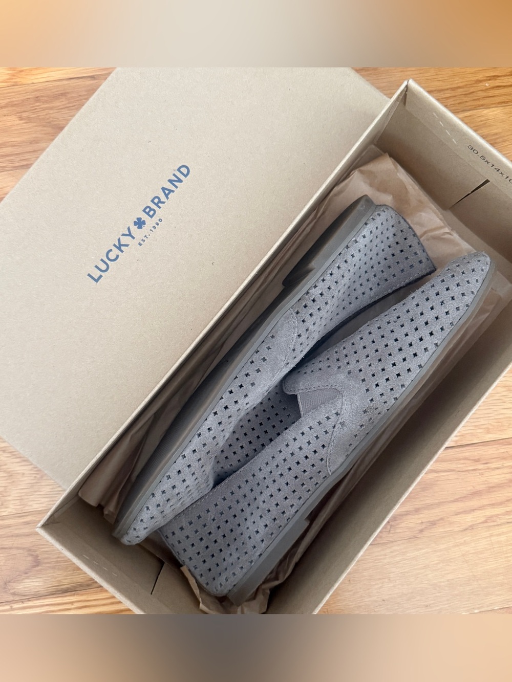 Lucky Brand Charsa Brindle Suede Perforated Loafers Size 8M